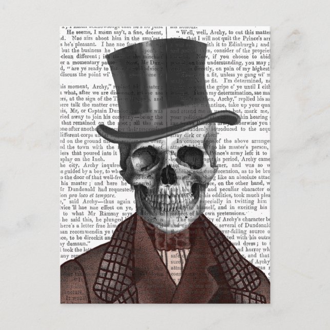 Skeleton Gentleman and Top hat Postcard (Front)
