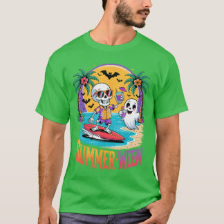 Skeleton Ghost Spooky Beach Holiday Summer Party S T-Shirt