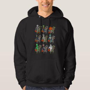 Skeleton Ghost Zombie Witch Riding Mummy Dinosaur Hoodie