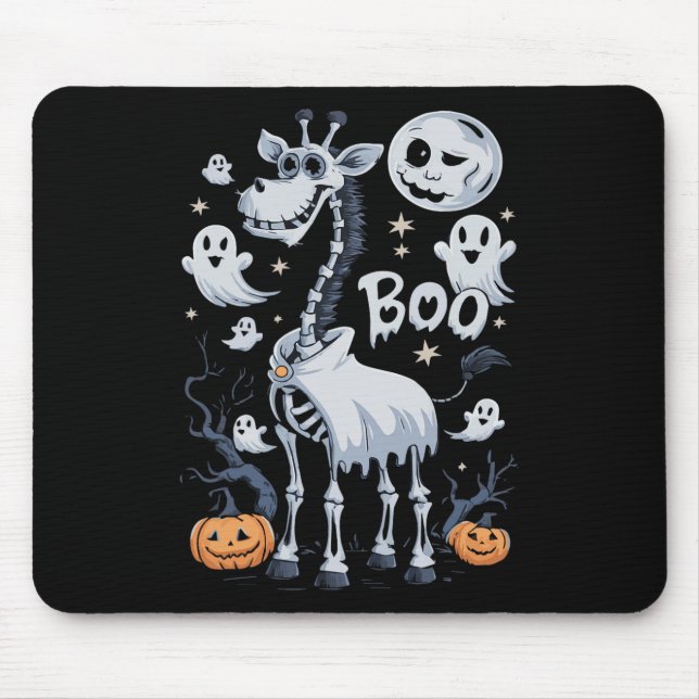 Skeleton Giraffe In Ghosts Halloween  Mouse Pad (Front)
