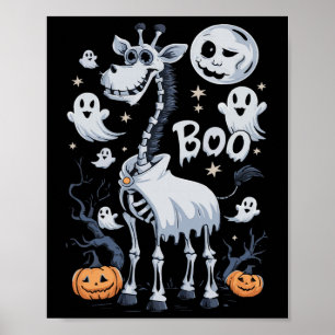 Skeleton Giraffe In Ghosts Halloween  Poster