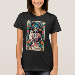 Skeleton Girl Cat Owers The Cat Lady Tarot Card Fu T-Shirt
