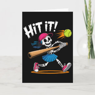 Skeleton Girl Hit It Softll Halloween Costume Card