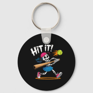 Skeleton Girl Hit It Softll Halloween Costume Key Ring