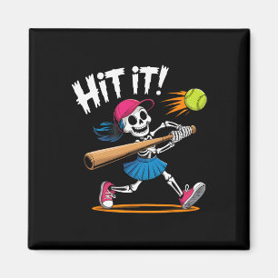 Skeleton Girl Hit It Softll Halloween Costume Magnet