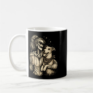 Skeleton Girl Hugging Dog - Cool Gothic Pet Lover Coffee Mug