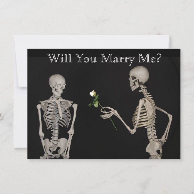 Skeleton Gives a Rose Save the Date (Front)