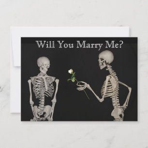 Skeleton Gives a Rose Save the Date