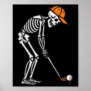 Skeleton Golf Halloween Golfer Costume Dad Mens Bo Poster