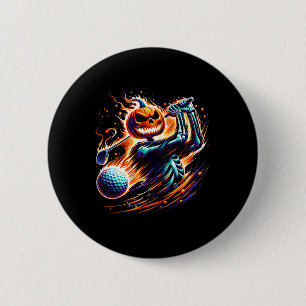 Skeleton Golfing Halloween Pumpkin Golfer Golfer 6 Cm Round Badge
