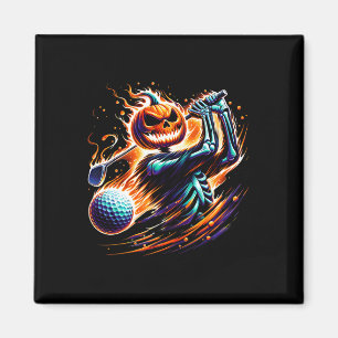 Skeleton Golfing Halloween Pumpkin Golfer Golfer Magnet