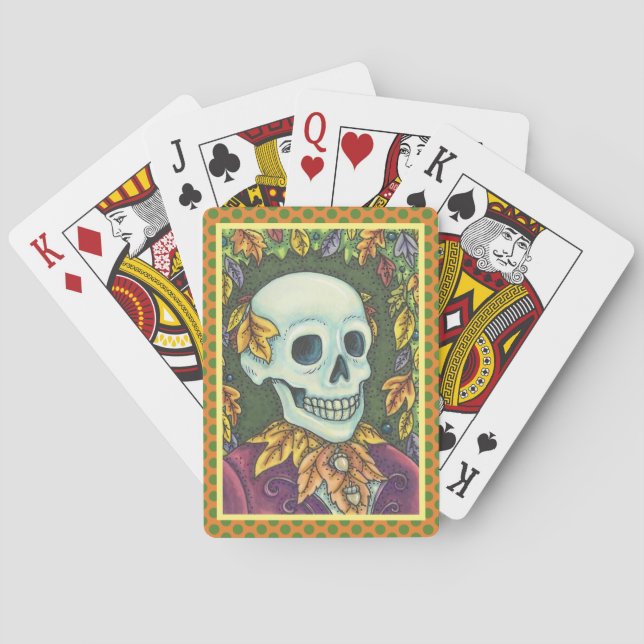 SKELETON, GOTH GENTLEMAN SKULL, DEAD LEAF SOCIETY PLAYING CARDS (Back)