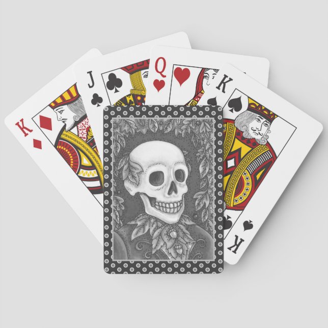 SKELETON, GOTH GENTLEMAN SKULL, DEAD LEAF SOCIETY PLAYING CARDS (Back)