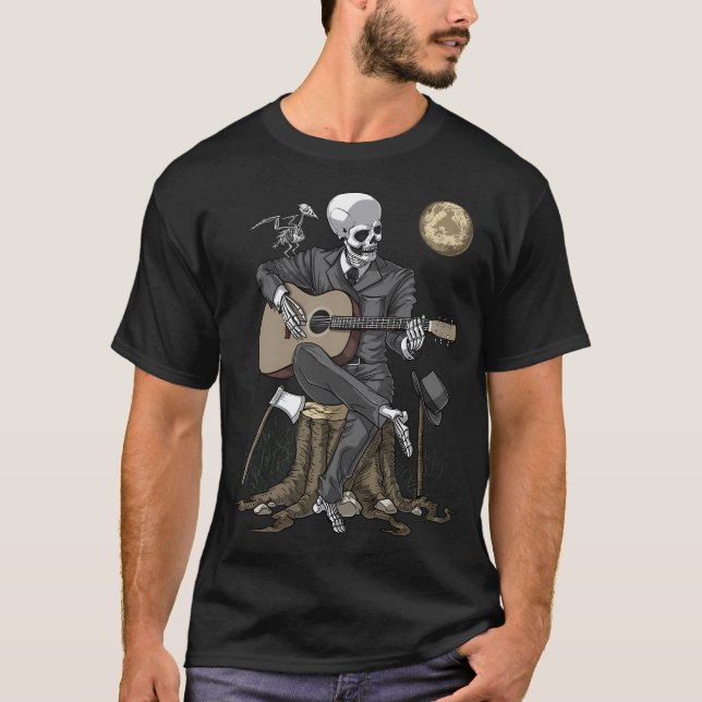 Skeleton Goth Guitar Player T-Shirt (Front)