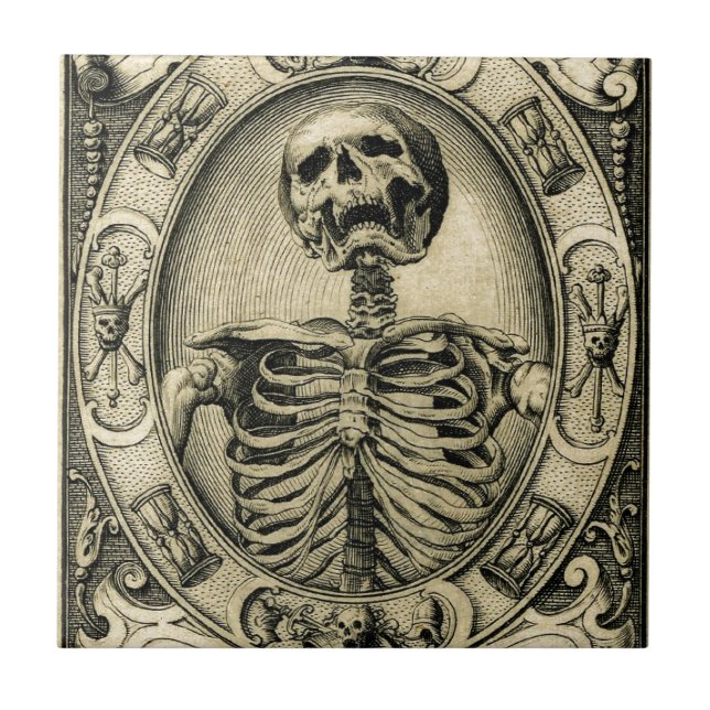 Skeleton, Goth, Mediaeval Ceramic Tile (Front)