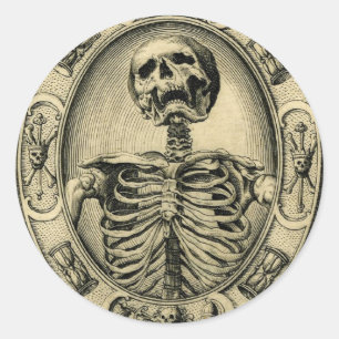 Skeleton, Goth, Mediaeval Classic Round Sticker