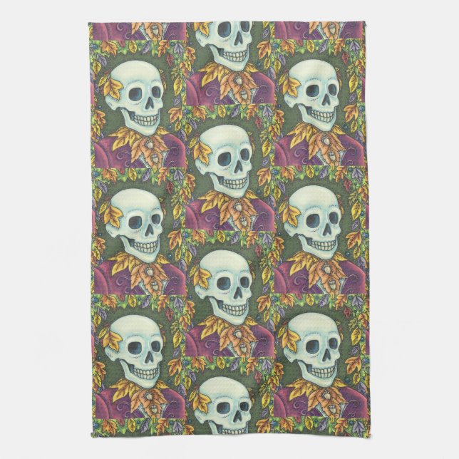 SKELETON, GOTHIC GENTLEMAN SKULL KITCHEN TOWEL (Vertical)