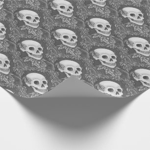 SKELETON, GOTHIC GENTLEMAN SKULL WRAPPING PAPER