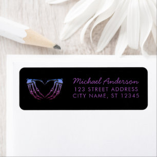 Skeleton Gothic Hands Heart Shape Return Address Label