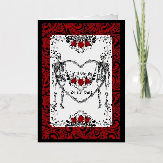 Skeleton gothic till death do us part foil greeting card (Front)
