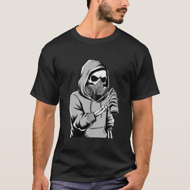 Skeleton Graffiti Artist Cool Trend T-shirt (Front)