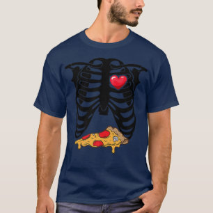 Skeleton Graphic Pizza Lover Eating Italian Food P T-Shirt
