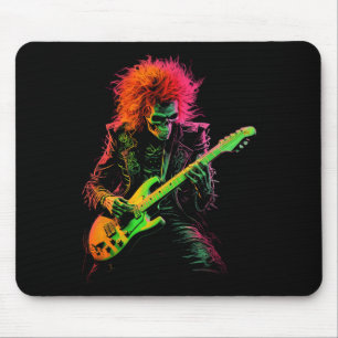 Skeleton Graphic Tee Playing Guitar Rock Band Hall Mouse Pad