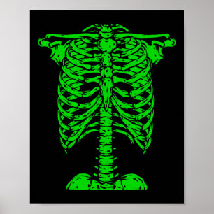 Skeleton Green Rib Cage Bone Costume Halloween Gra Poster