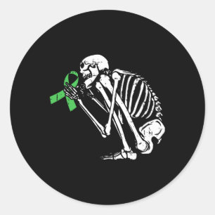 Skeleton Green Ribbon Mental Health Awareness Warr Classic Round Sticker