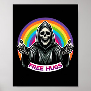 Skeleton Grim Reaper Halloween Funny Rainbow Free Poster