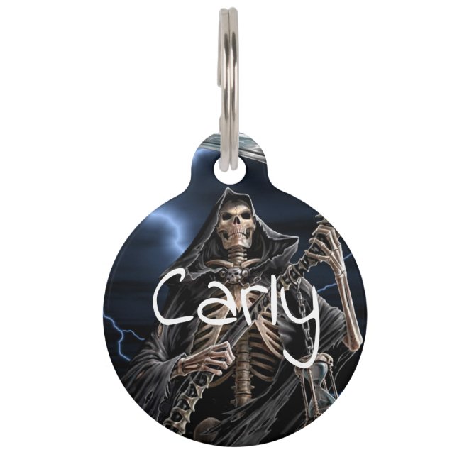 Skeleton Grim Reaper Pet Tag (Front)