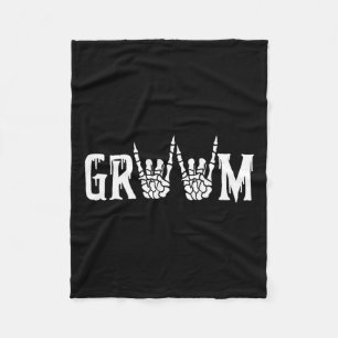 Skeleton Groom Wedding Just Married Spooky Hallowe Fleece Blanket
