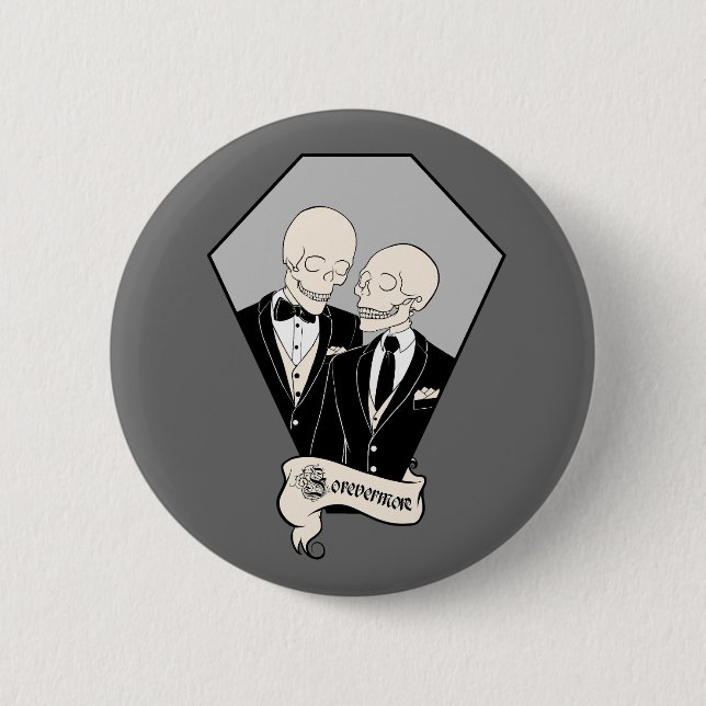 Skeleton Grooms 6 Cm Round Badge (Front)