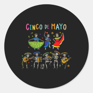 Skeleton Guitar Fiesta Cinco De Mayo Mexican Funny Classic Round Sticker