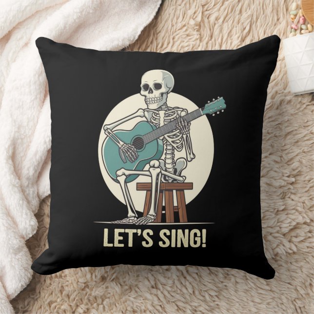 Skeleton Guitar – “Let’s Sing!” Musical Skeleton  Cushion (Blanket)