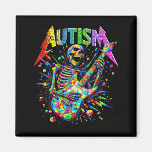 Skeleton Guitar Player Rock Music Autism Awareness Magnet