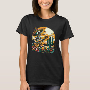 Skeleton Guitar Traditional Tattoo Mexican Cinco d T-Shirt
