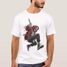Skeleton Guitarist in Red Hoodie Rock 