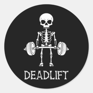 Skeleton Gym Weight Lifting Workout Fitness Classic Round Sticker