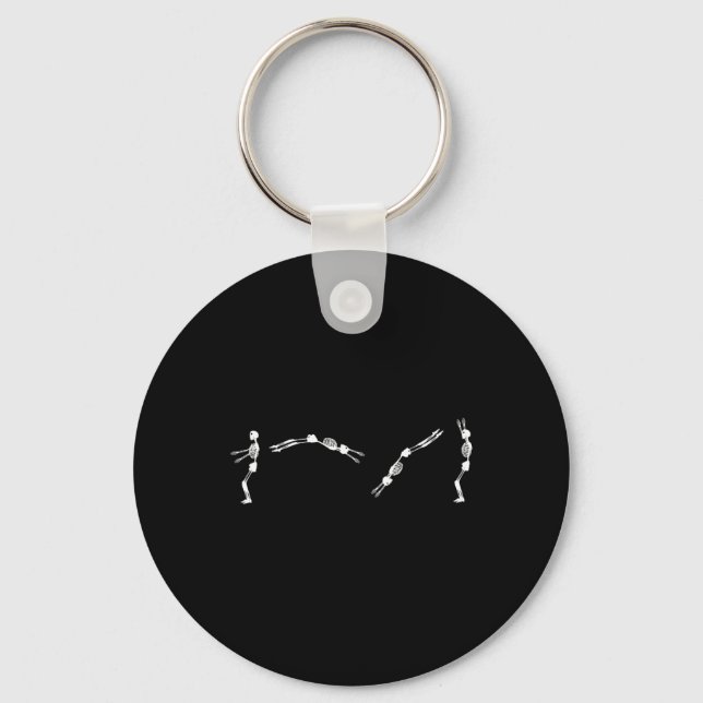 Skeleton Gymnast - Halloween Tumbling Backflip  Key Ring (Front)