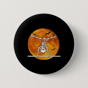 Skeleton Gymnastics Halloween Horizontal Bar  6 Cm Round Badge