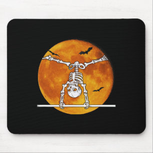 Skeleton Gymnastics Halloween Horizontal Bar Mouse Pad