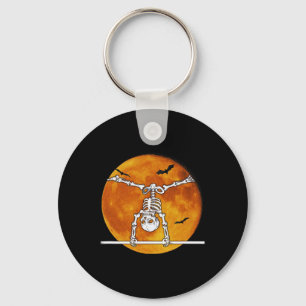 Skeleton Gymnastics Halloween Horizontal R Key Ring