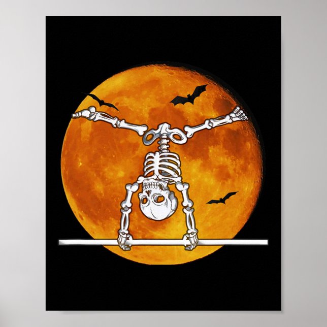 Skeleton Gymnastics Halloween Horizontal R  Poster (Front)
