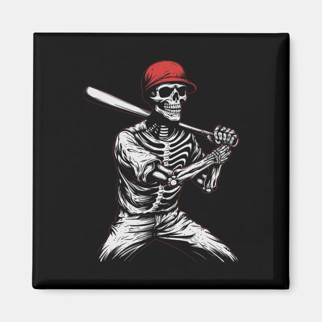 Skeleton Halloween Baseball Player 1  Magnet (Front)