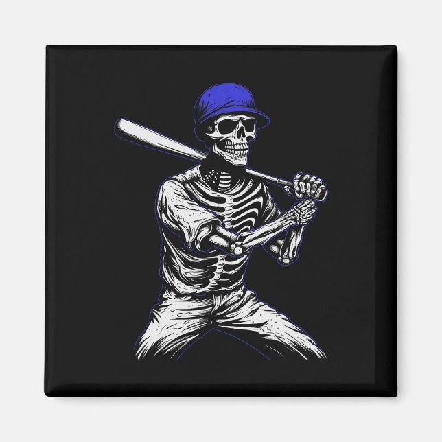 Skeleton Halloween Baseball Player  Magnet (Front)