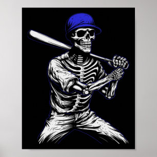 Skeleton Halloween Baseball Player  Poster