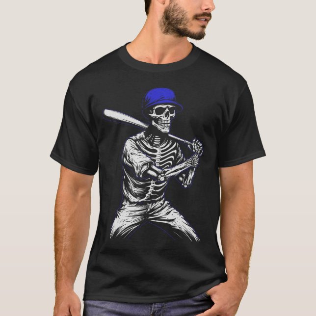Skeleton Halloween Baseball Player  T-Shirt (Front)