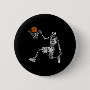 Skeleton Halloween Basketball Player Basketballer  6 Cm Round Badge
