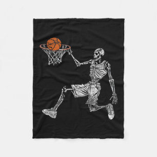 Skeleton Halloween Basketball Player Basketballer Fleece Blanket